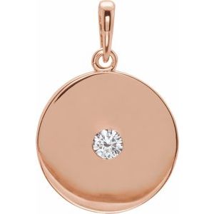 14K Rose 1/10 CTW Natural Diamond Disc Pendant