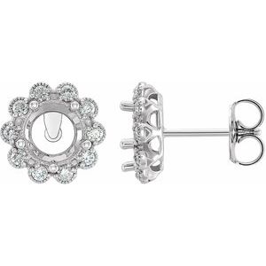 1/4 Ctw Natural Diamond Semi-Set Halo-Style Earrings