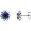 14K White 6.5 mm Natural Blue Sapphire & 1/4 CTW Natural Diamond Earrings