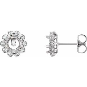 1/4 Ctw Natural Diamond Semi-Set Halo-Style Earrings