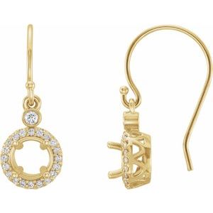 1/8 Ctw Natural Diamond Semi-Set Halo-Style Earrings