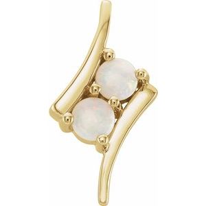 14K Yellow Natural White Opal Two-Stone Pendant