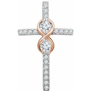 1/3 Ctw Natural Diamond Cross Pendant