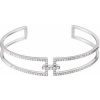 14K White 3/4 CTW Natural Diamond Cuff 6″ Bracelet