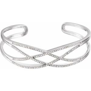 3/4 Ctw Natural Diamond Criss Cross Cuff Bracelet