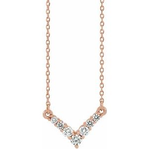 1/3 Ctw Natural Diamond V Necklace