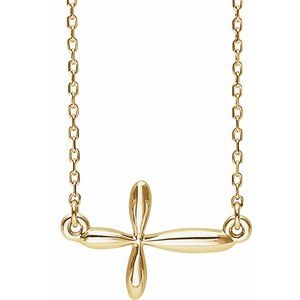 14K Yellow Sideways Cross 16-18″ Necklace