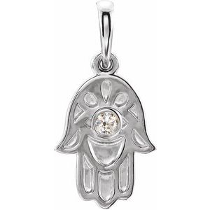 .03 Ct Natural Diamond Hamsa Pendant