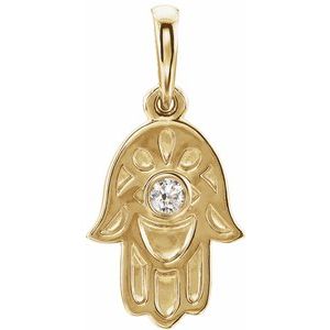 .03 Ct Natural Diamond Hamsa Pendant