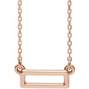 14K Rose Rectangle Bar 16-18″ Necklace