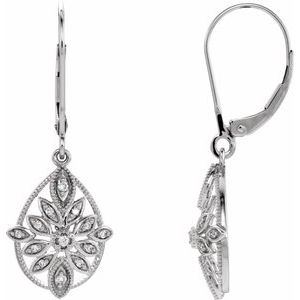 1/6 Ctw Natural Diamond Granulated Filigree Earrings