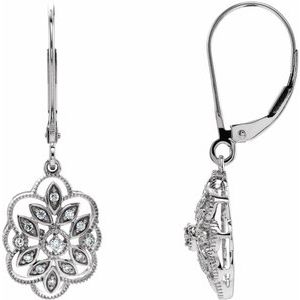 1/6 Ctw Natural Diamond Granulated Filigree Earrings