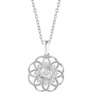 1/5 Ctw Natural Diamond Granulated Filigree Necklace