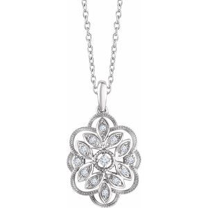 1/6 Ctw Natural Diamond Granulated Filigree Necklace