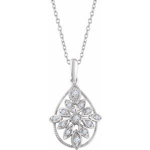 1/6 Ctw Natural Diamond Granulated Filigree Necklace