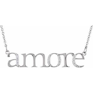 Sterling Silver .05 CTW Natural Diamond Amore 16.5″ Necklace