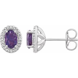 Natural Amethyst And .025 Ctw Natural Diamond Earrings