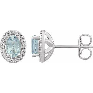 Natural Aquamarine And .025 Ctw Natural Diamond Earrings