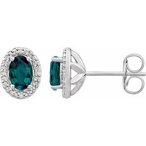 Lab-Grown Alexandrite And .025 Ctw Natural Diamond Earrings With Backs