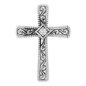 .01 Ct Natural Diamond Cross Pendant