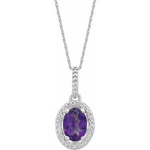 Natural Amethyst And .01 Ctw Natural Diamond Necklace