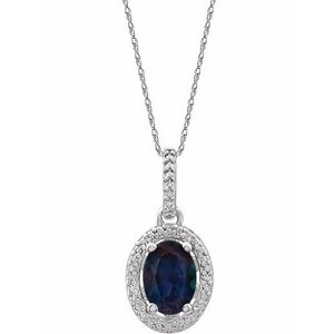 Sterling Silver Lab-Grown Alexandrite & .01 CTW Natural Diamond 18″ Necklace