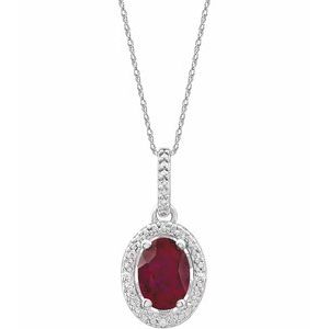 Lab-Grown Ruby And .01 Ctw Natural Diamond Necklace