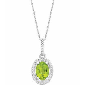 Natural Peridot And .01 Ctw Natural Diamond Necklace