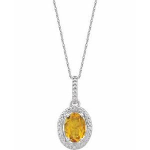 Natural Citrine And .01 Ctw Natural Diamond Necklace