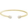 Cultured White Freshwater Cultured Pearl And 1/10 Ctw Natural Diamond Cuff Bracelet