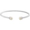 Cultured White Freshwater Cultured Pearl And 1/10 Ctw Natural Diamond Cuff Bracelet