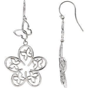 Butterfly And Flower Earrings