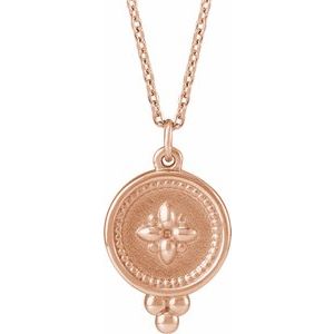 14K Rose Beaded Disc 16-18″ Necklace