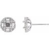 14K White 1/10 CTW Natural Diamond Semi-Set Halo-Style Earrings