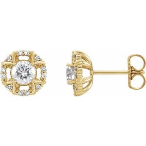 5/8 Ctw Natural Diamond Halo-Style Earrings