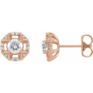 5/8 Ctw Natural Diamond Halo-Style Earrings