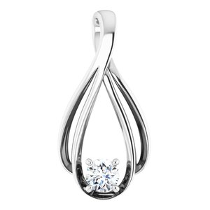 14K White 1/4 CTW Natural Diamond Teardrop Pendant