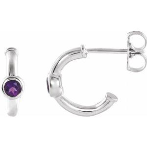 Natural Amethyst J-Hoop Earrings