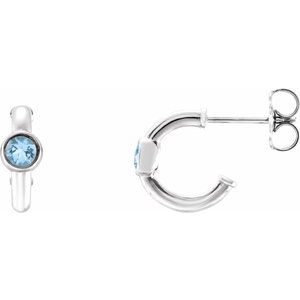 Natural Aquamarine J-Hoop Earrings