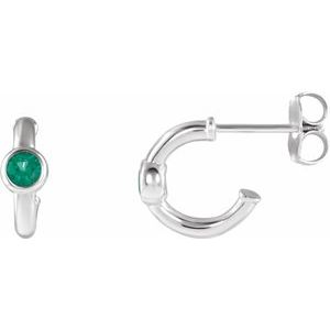 Natural Emerald J-Hoop Earrings