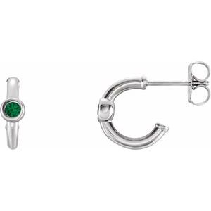 Lab-Grown Emerald J-Hoop Earrings