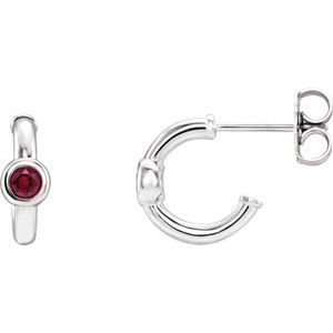 Natural Mozambique Garnet J-Hoop Earrings