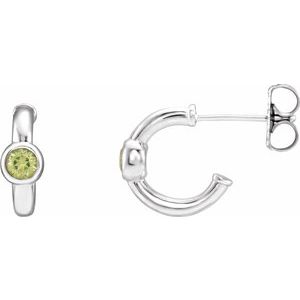 Natural Peridot J-Hoop Earrings