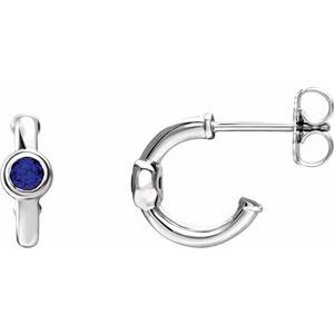 Natural Blue Sapphire J-Hoop Earrings