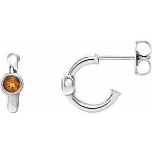 Natural Citrine J-Hoop Earrings