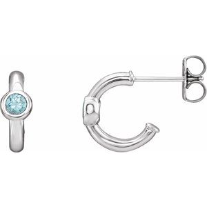 Natural Blue Zircon J-Hoop Earrings