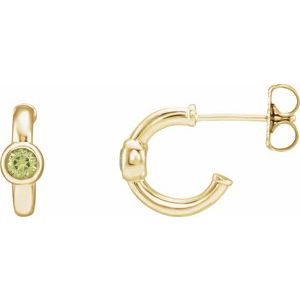 Natural Peridot J-Hoop Earrings