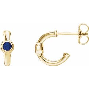 Lab-Grown Blue Sapphire J-Hoop Earrings