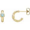 14K Yellow Natural Blue Zircon Huggie Hoop Earrings