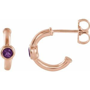 Natural Amethyst J-Hoop Earrings